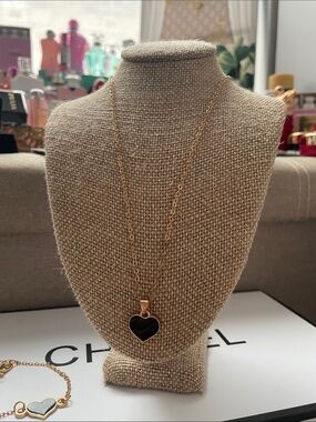 ✨Goldtone Heart 🖤 Bracelet & Necklace with Black Enamel✨Preloved
